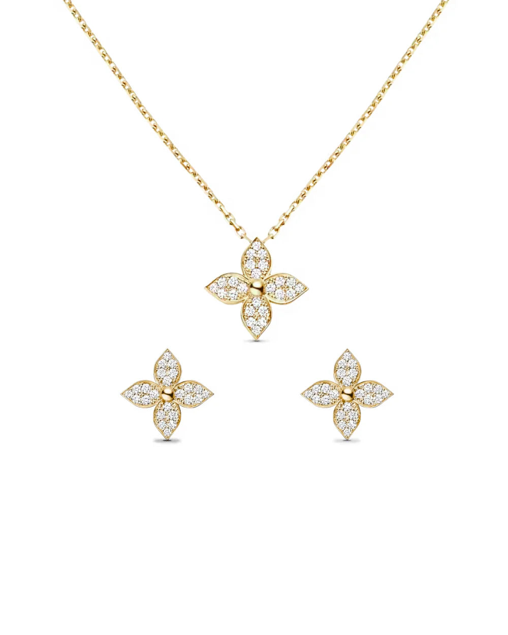 Ensemble de bijoux élégants en or Lillie avec cristaux de zircone