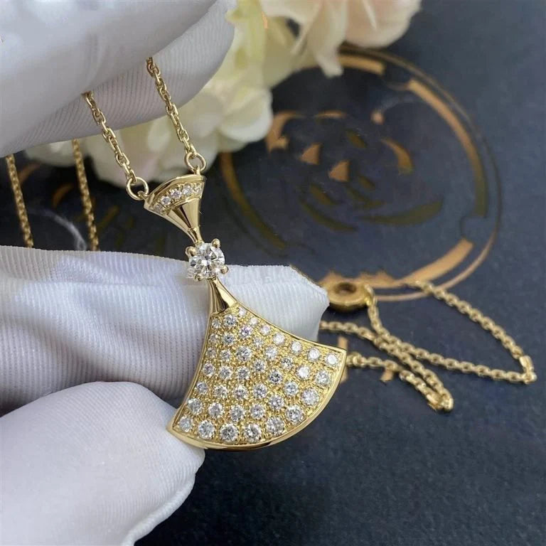 Radiance Necklace – Fully Set Diamonds on 14k Gold-Plated Silver