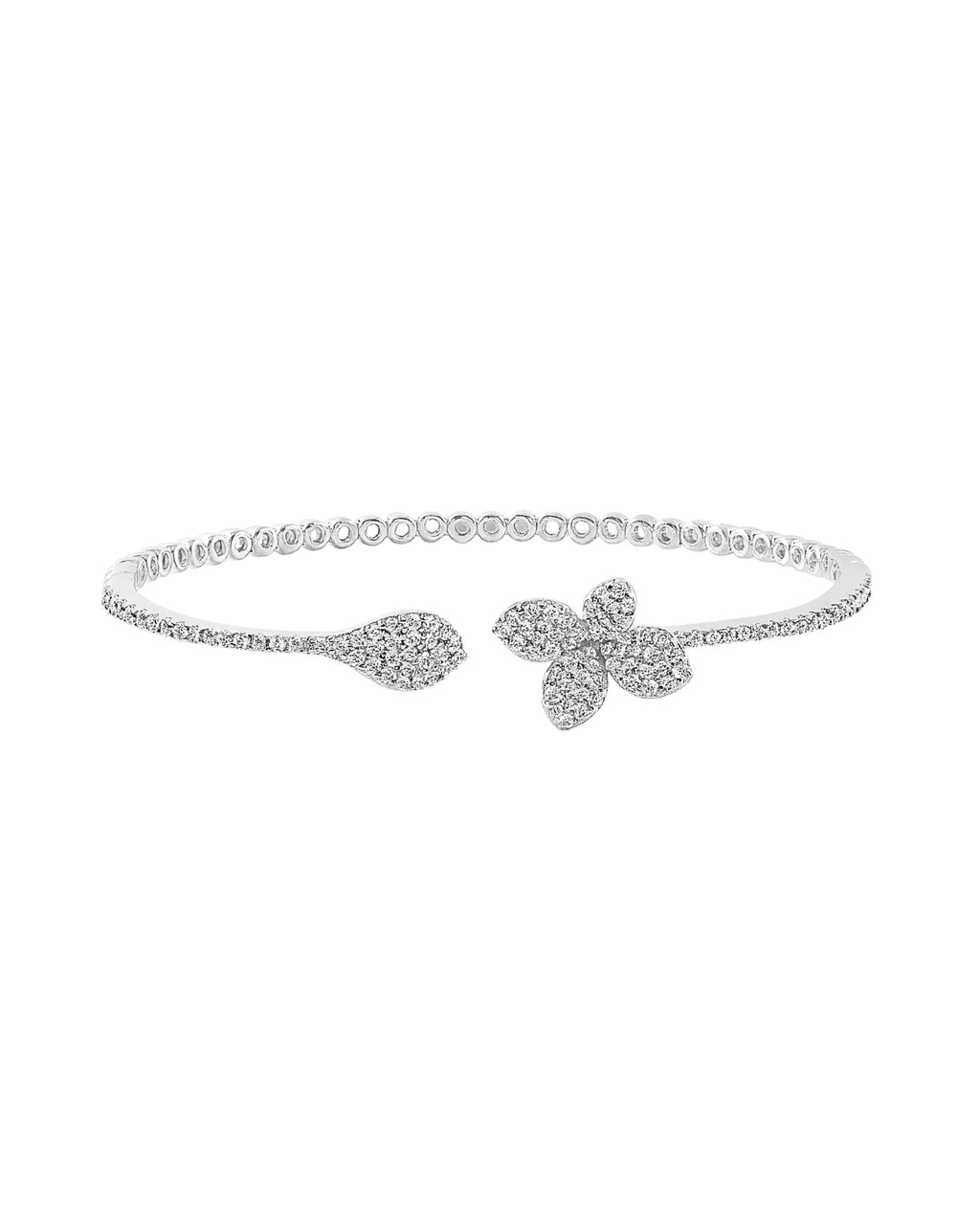 Gia Bangle Silver with Zirconia Crystals and Rhodium Finish