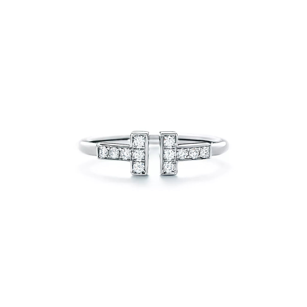 T Diamond Wire Ring