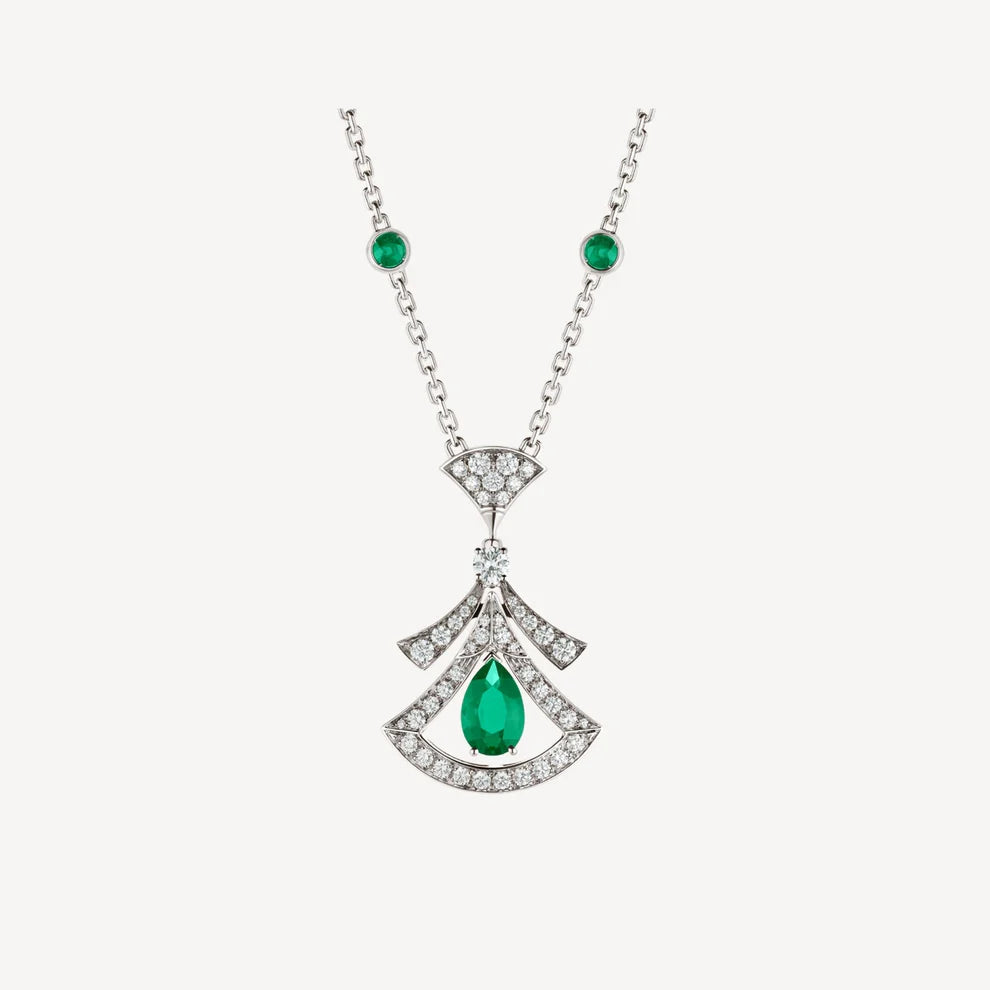 Twilight Necklace – Malachite & Diamonds in Silver with Gold Plating