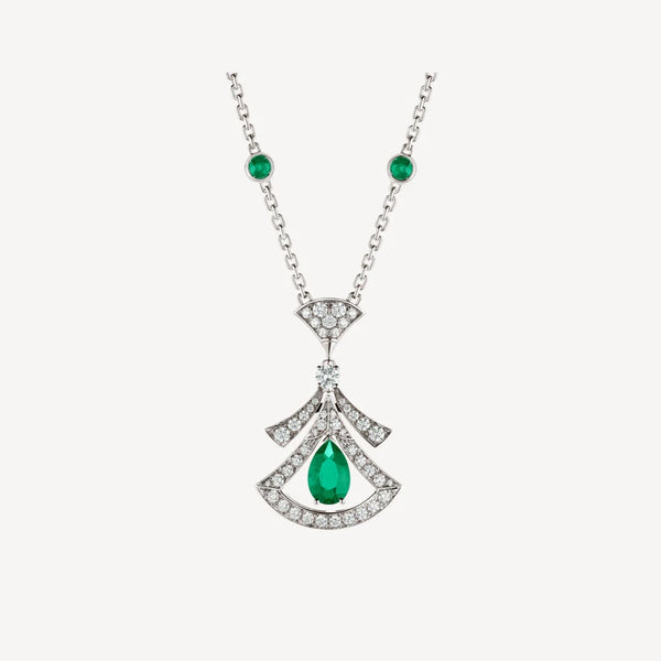 Twilight Necklace – Malachite & Diamonds in Silver with Gold Plating
