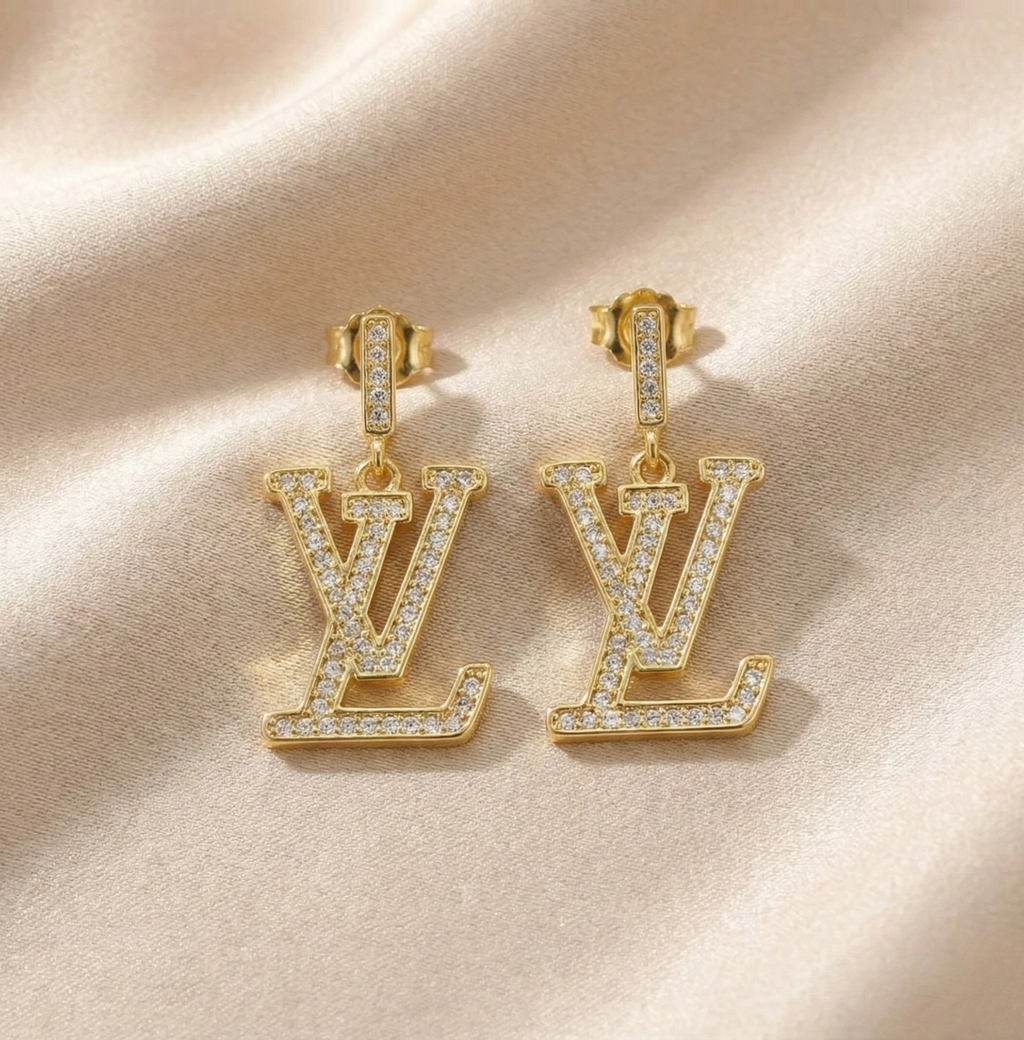 Pave Letter Drop Earrings