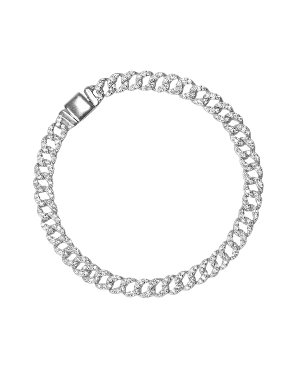 Bracelet élégant à maillons parisiens en argent avec cristaux de zircone
