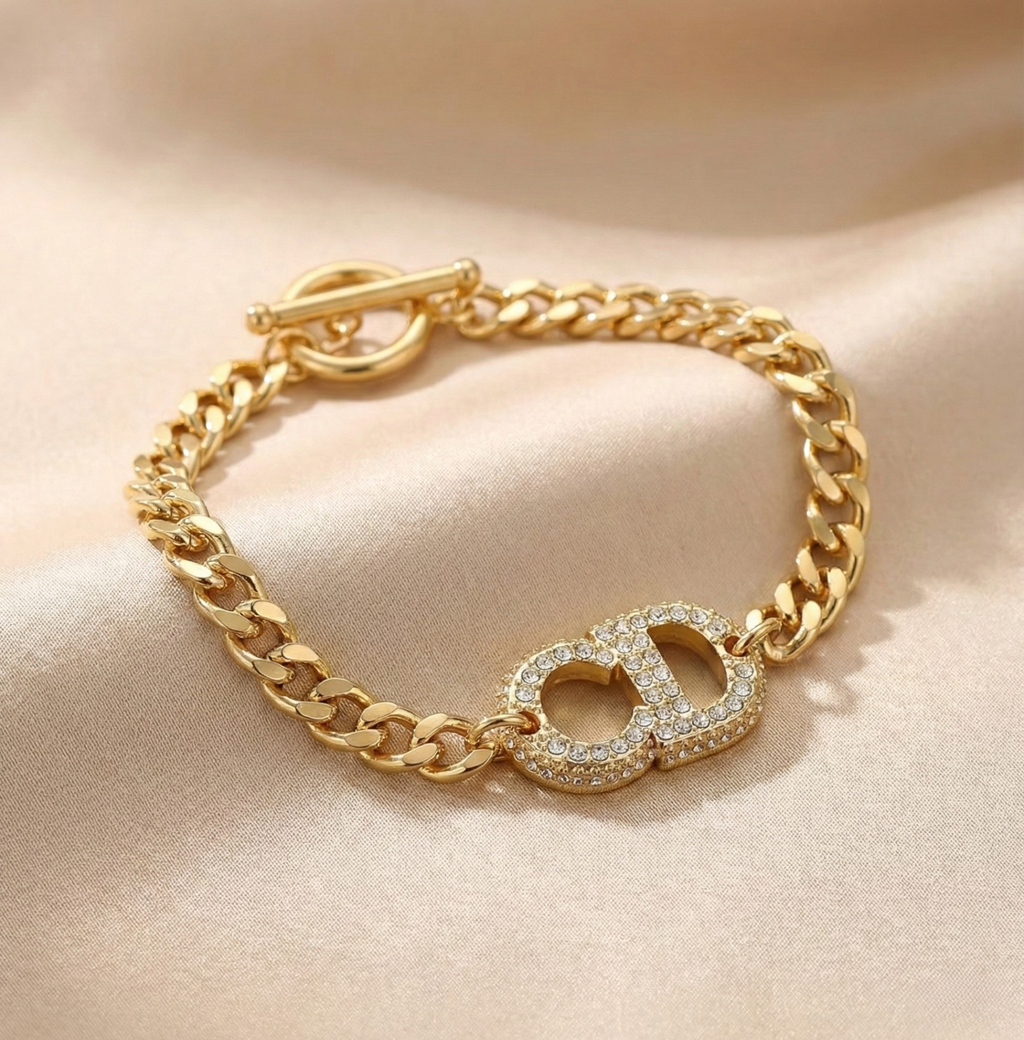 Pave Emblem Chain Bracelet