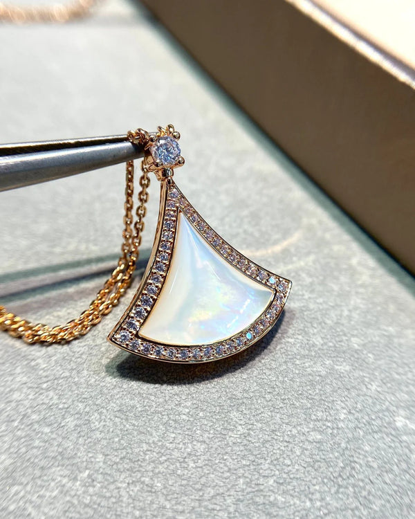 Lustre Pendant – Mother-of-Pearl & Diamonds in 14k Gold-Plated Silver