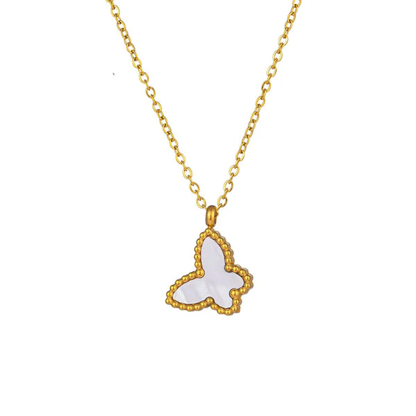 Collier Papillon Doux - Perle Blanche