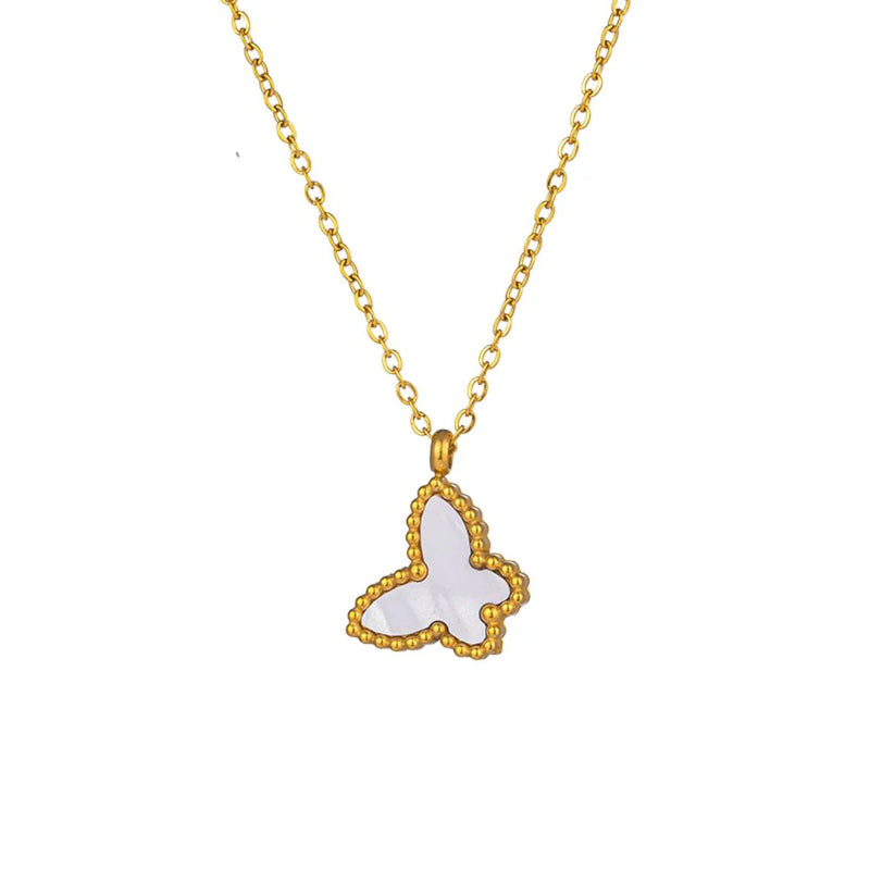 Collier Papillon Doux - Perle Blanche