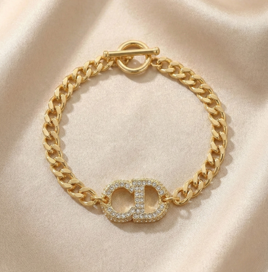 Pave Emblem Chain Bracelet