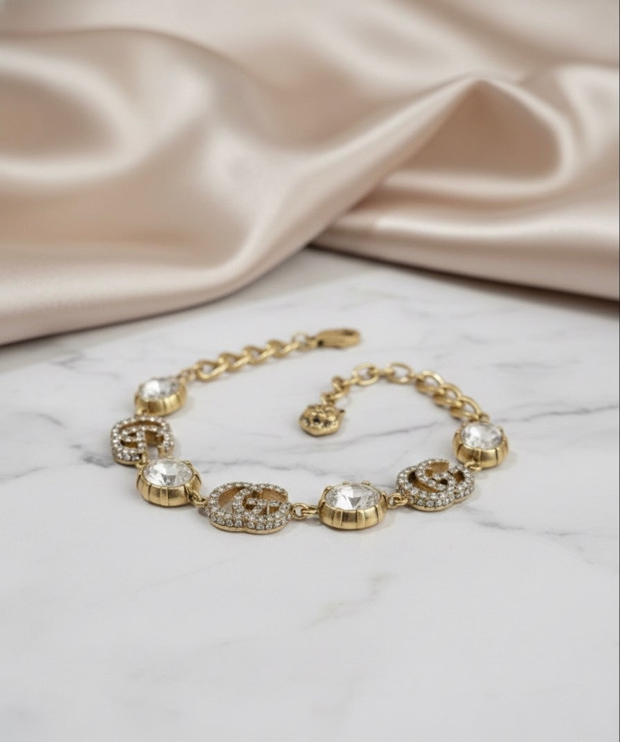 Double G Monogram Pave & Brilliant-Cut Crystal Bracelet