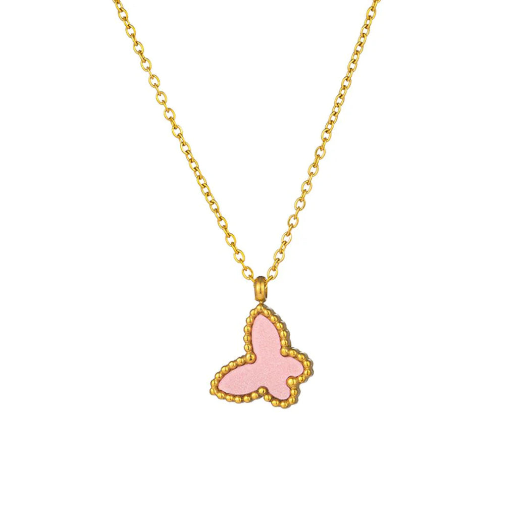 Sweet Butterfly Necklace - Pink