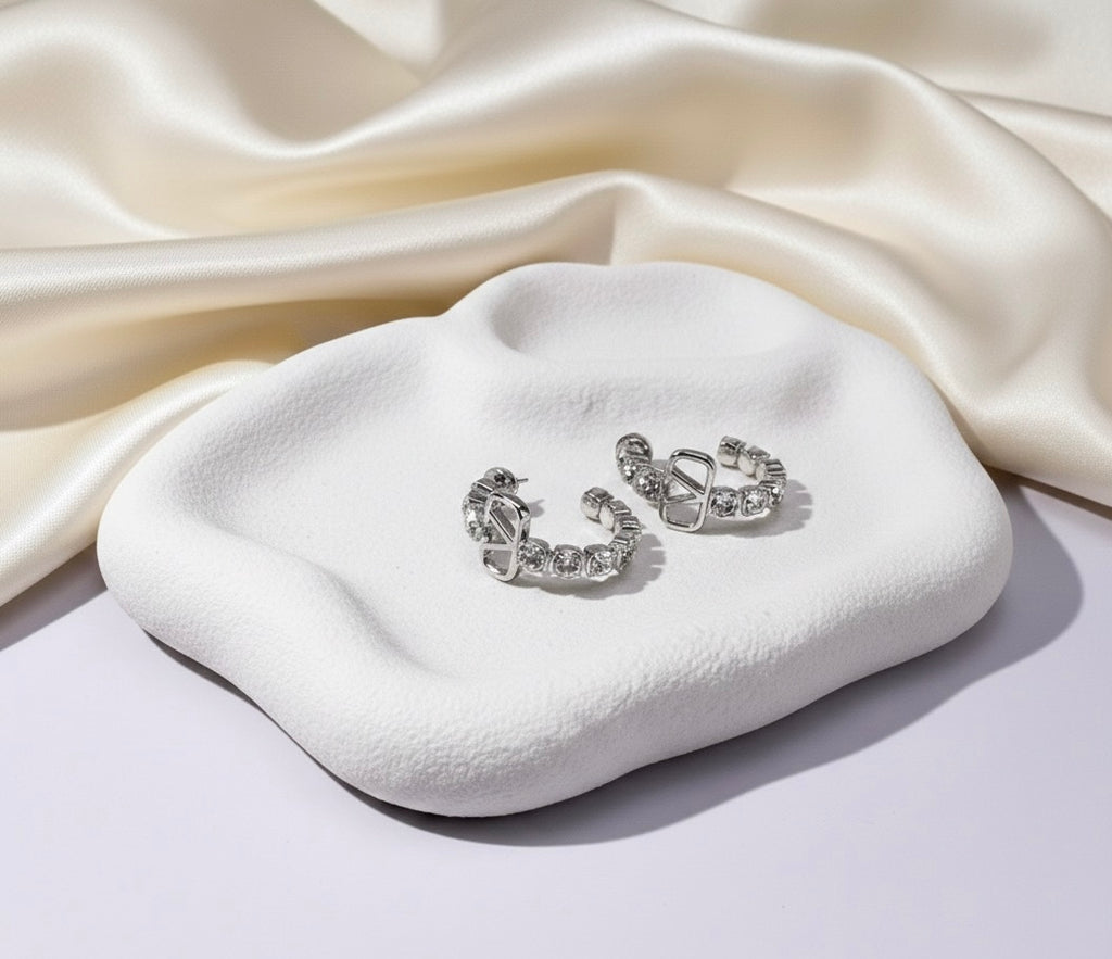 The V-Icon Crystal Pave Hoops