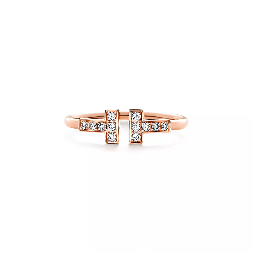 T Diamond Wire Ring