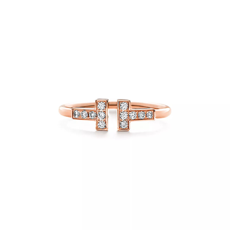 T Diamond Wire Ring