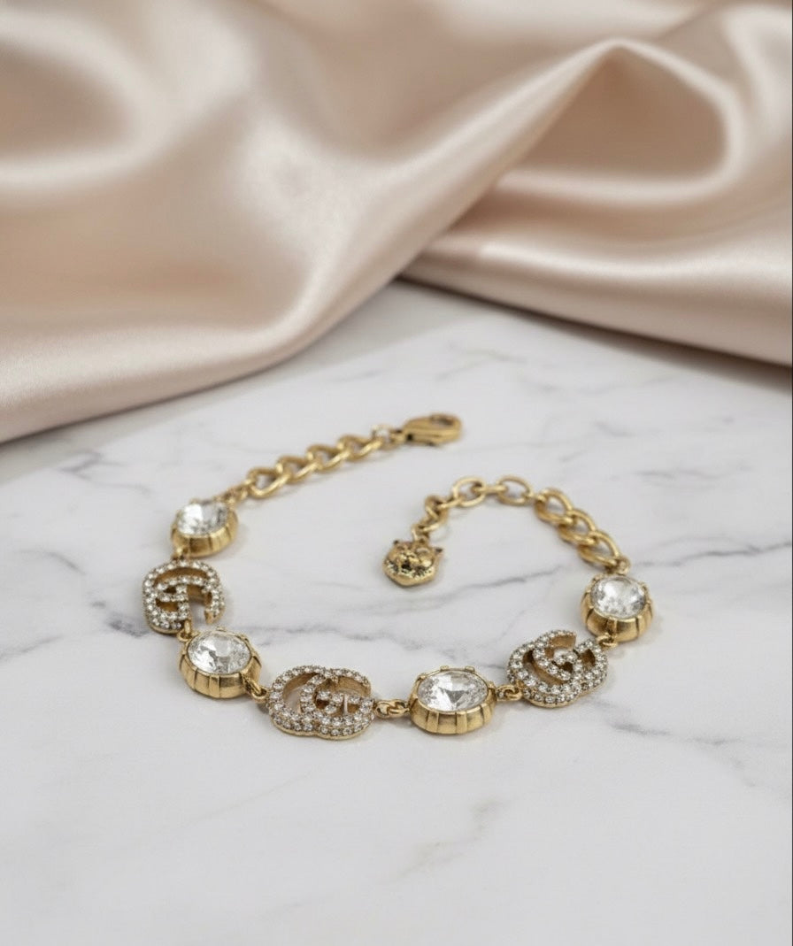 Double G Monogram Pave & Brilliant-Cut Crystal Bracelet