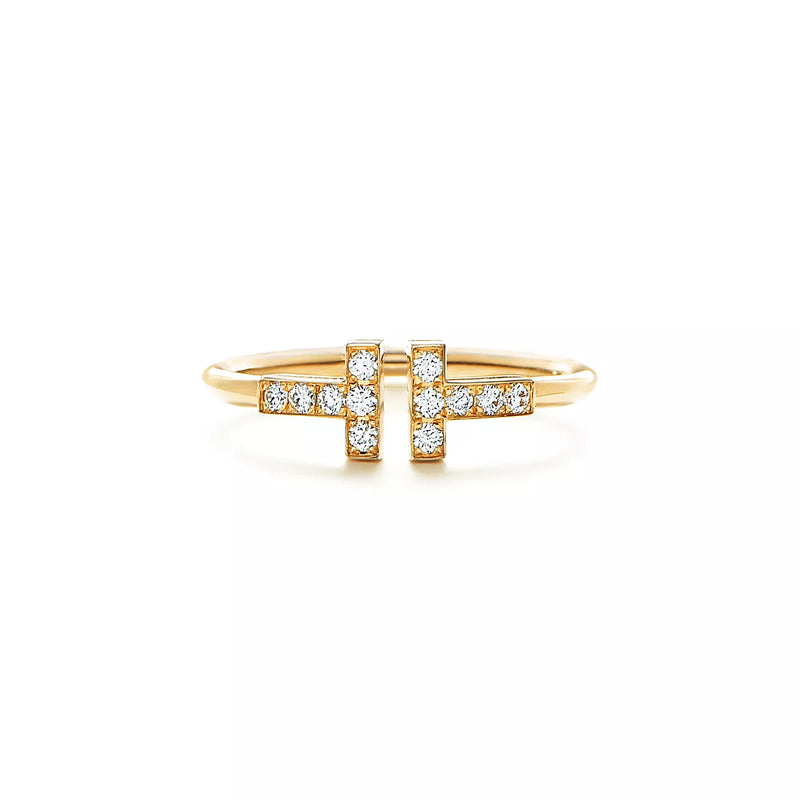 T Diamond Wire Ring