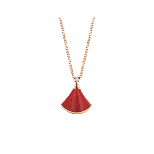 Collier Sérénité – Cornaline avec un seul diamant, argent plaqué or