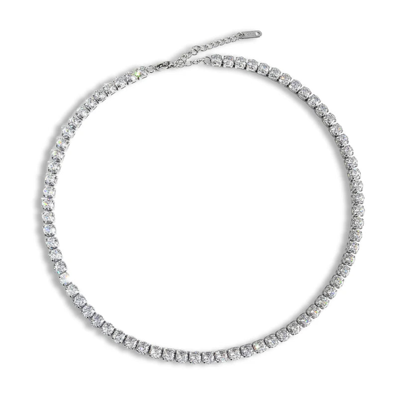 5mm Classic Tennis Necklace - Silver