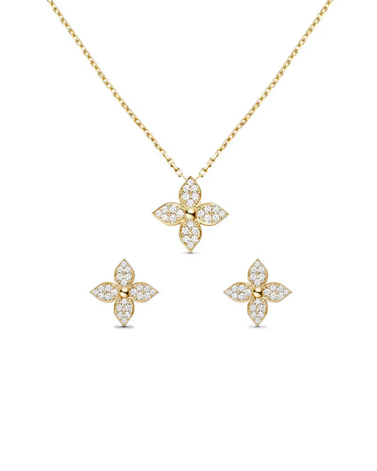 Ensemble de bijoux élégants en or Lillie avec cristaux de zircone