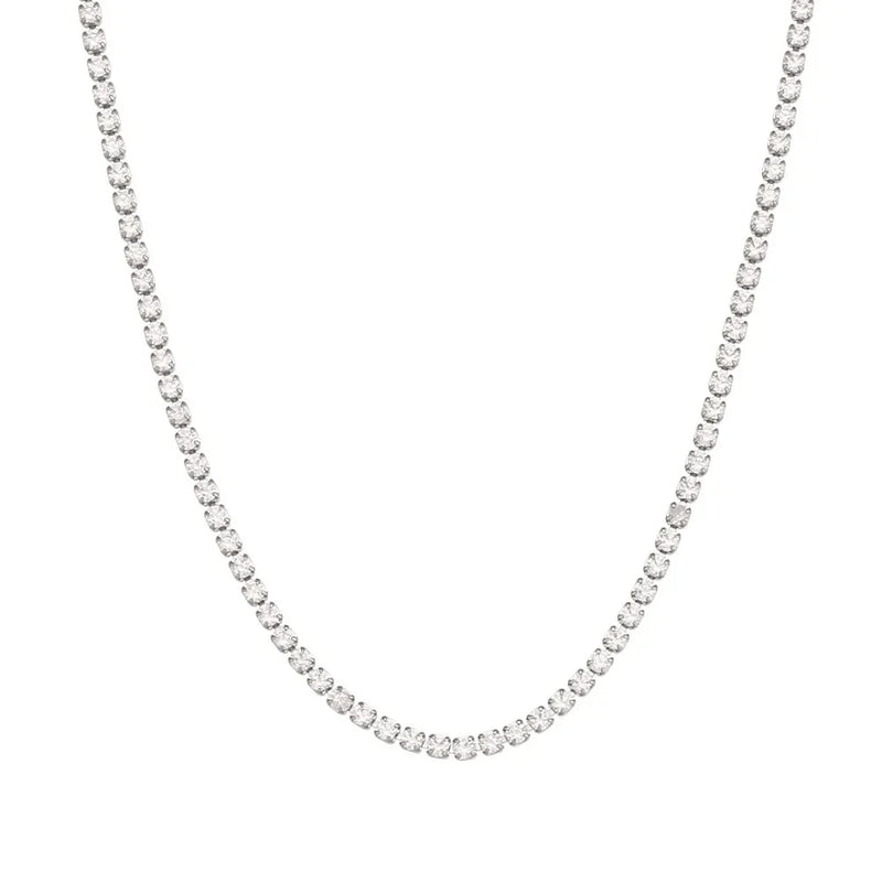 Delicate Diamond Tennis Necklace - Silver