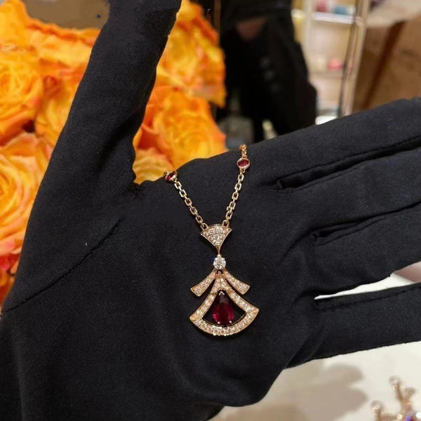 Collier Aurora – Cornaline et diamants en alliage d'argent plaqué or