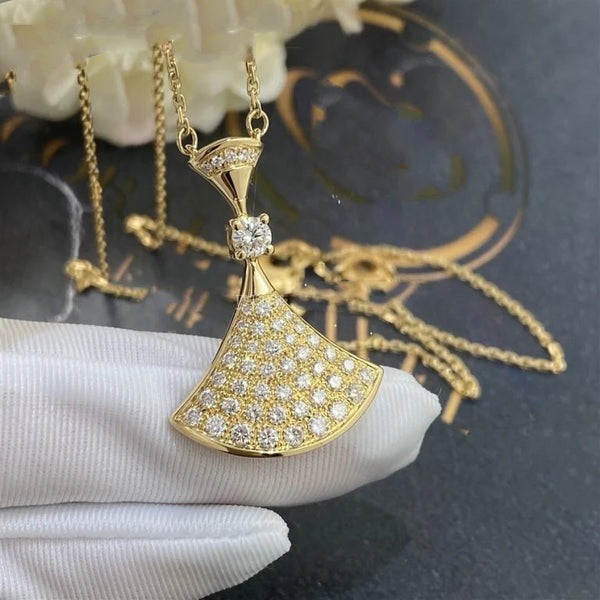Radiance Necklace – Fully Set Diamonds on 14k Gold-Plated Silver