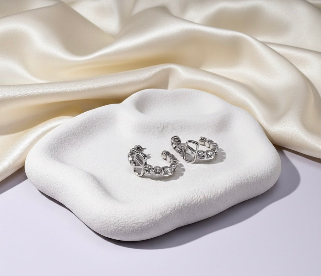 The V-Icon Crystal Pave Hoops