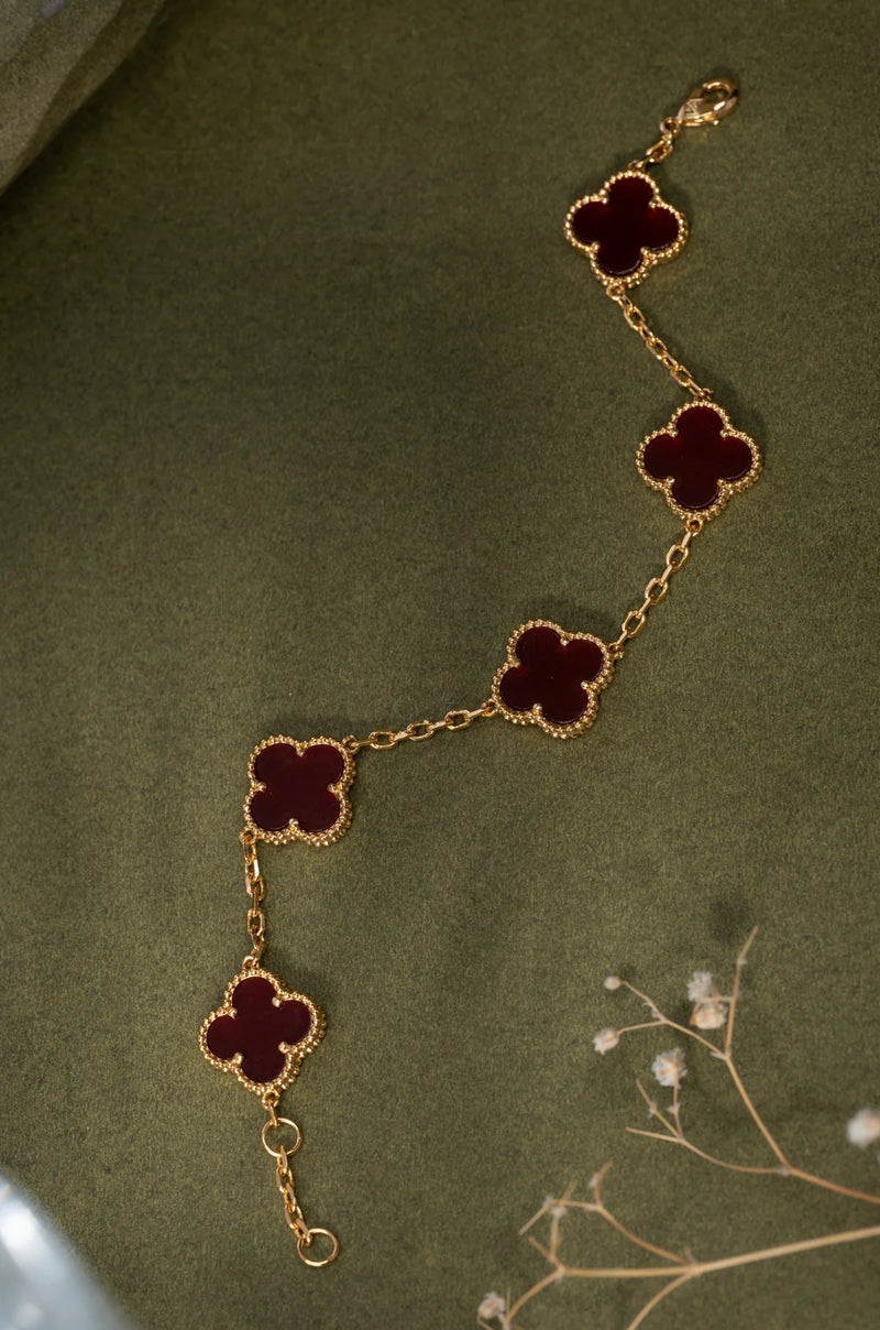 Red Enamel Blossom Bracelet