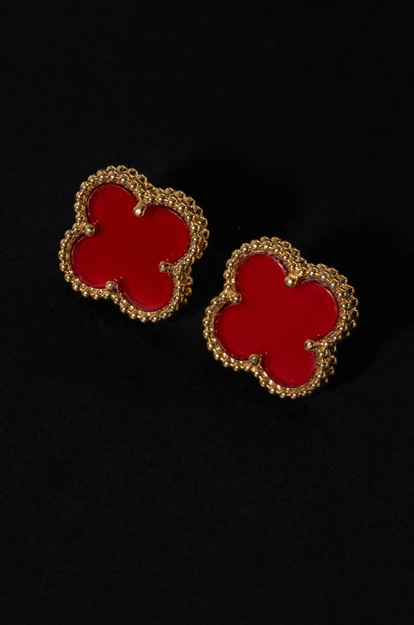 Red Petal Charms Studs