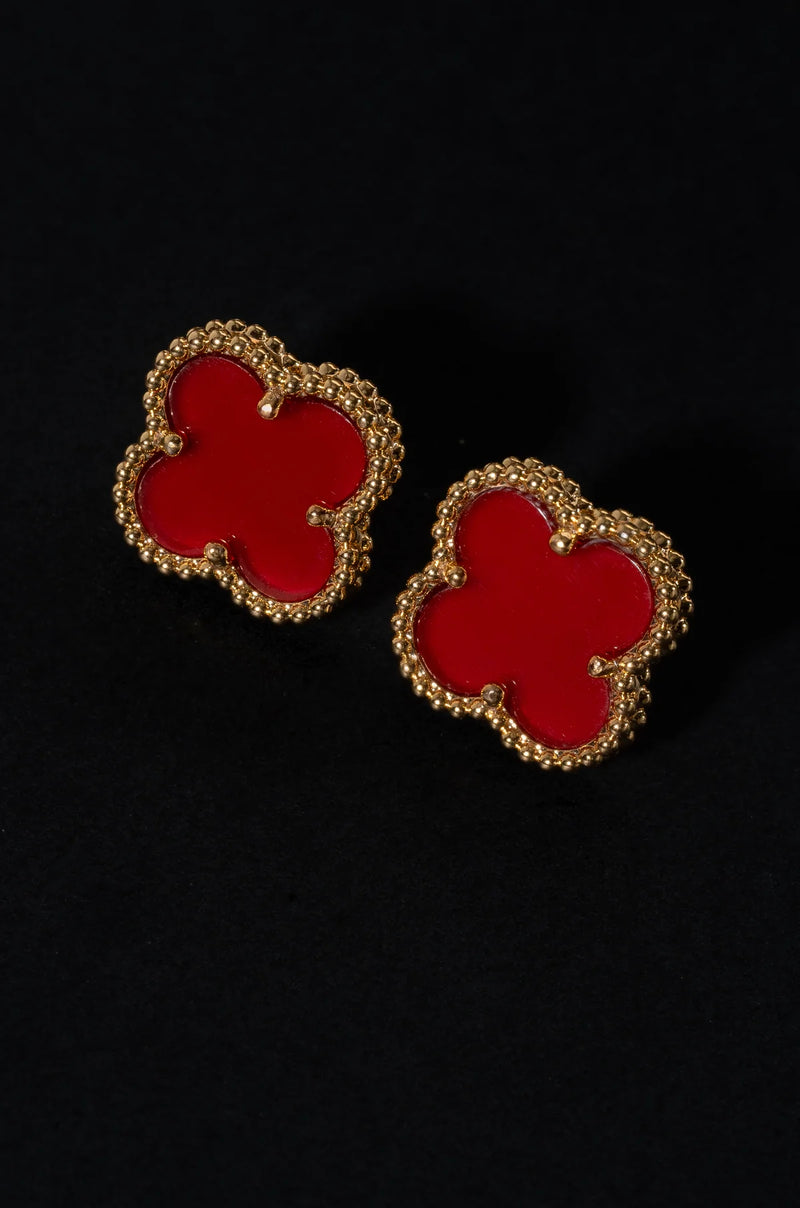 Red Petal Charms Studs