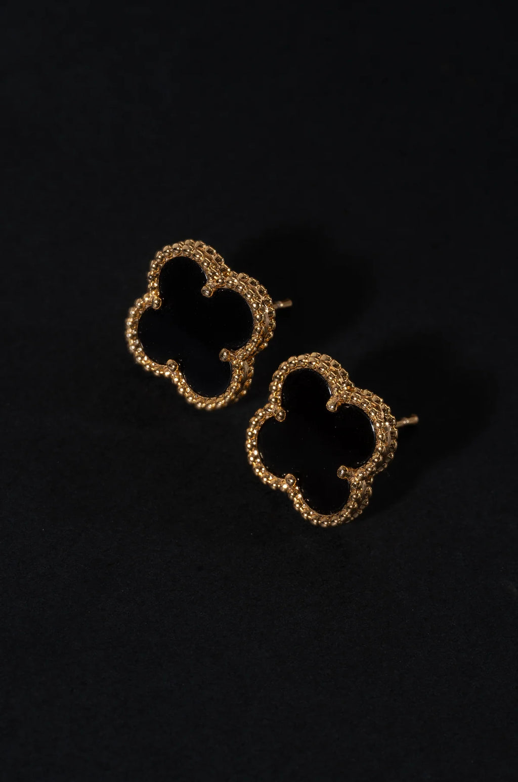 Black Petal Charms Studs