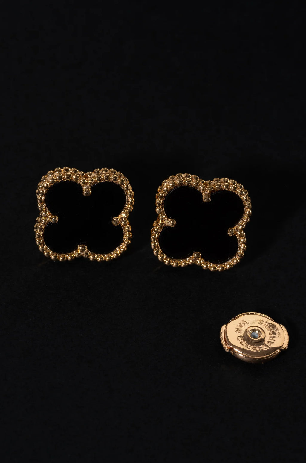 Black Petal Charms Studs