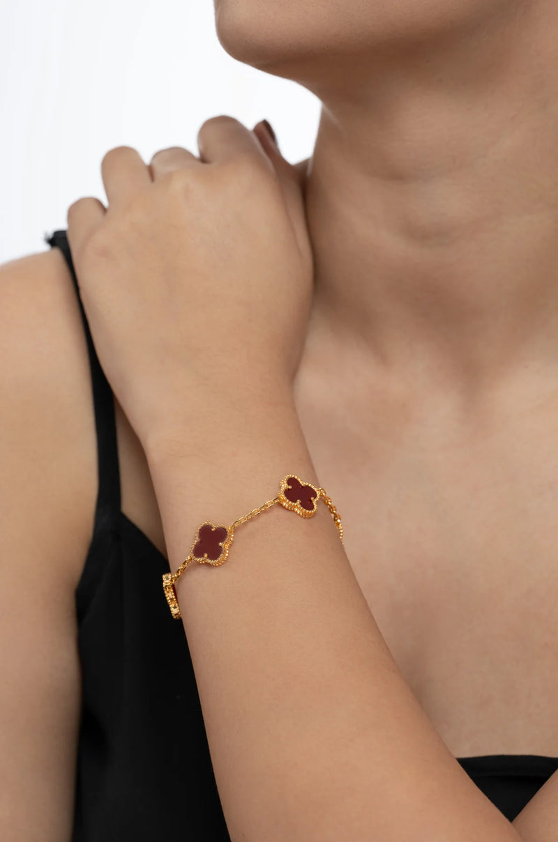 Red Enamel Blossom Bracelet