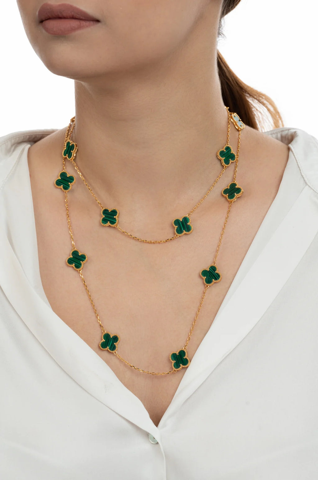 Green Flower Cascade Neckchain