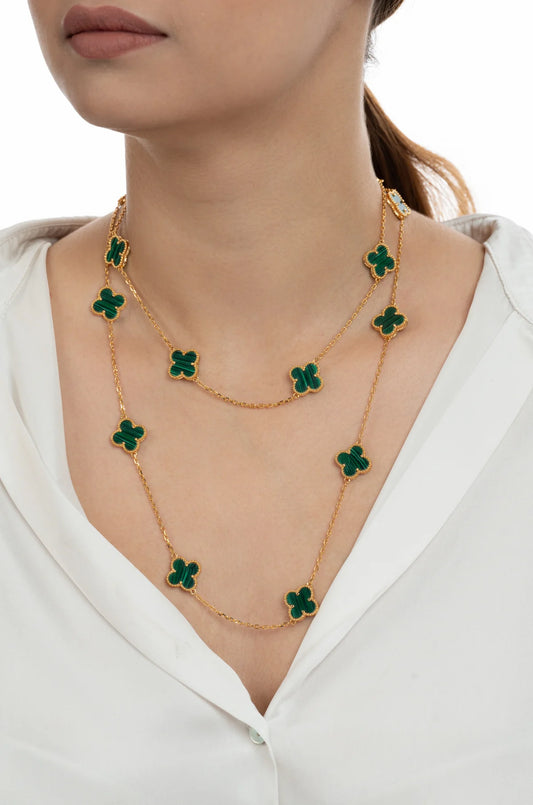 Collier cascade de fleurs vertes