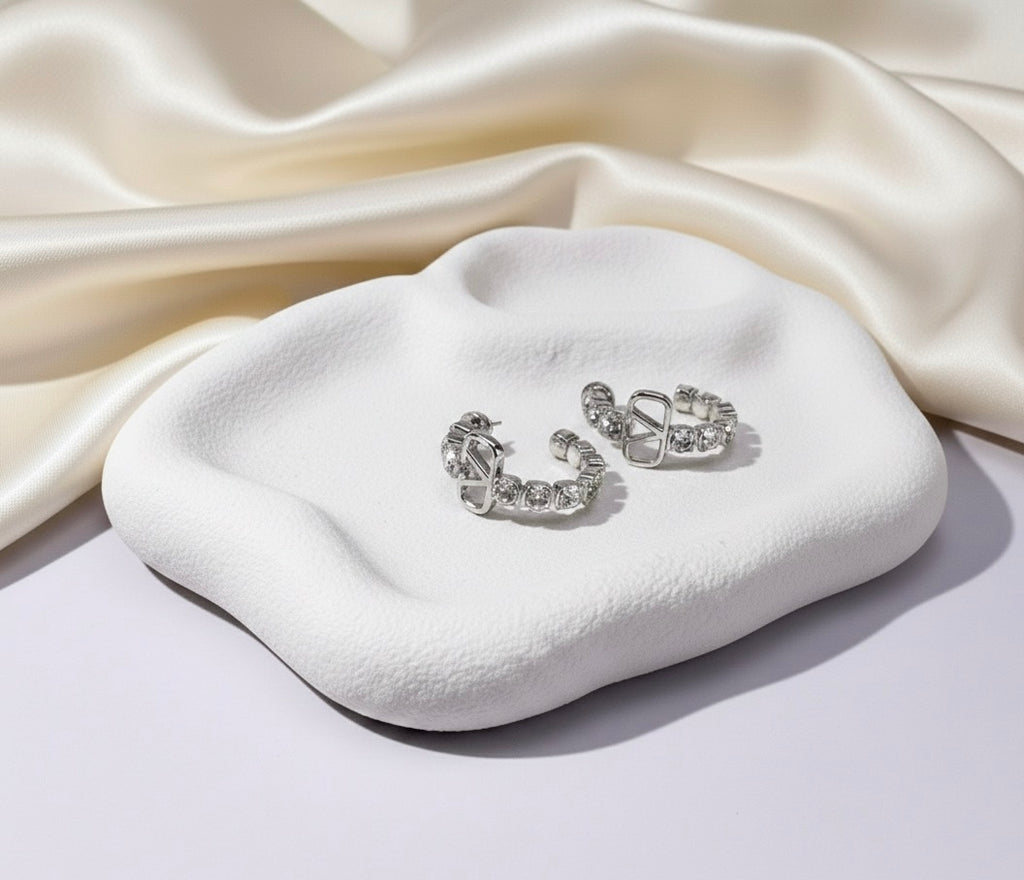 The V-Icon Crystal Pave Hoops