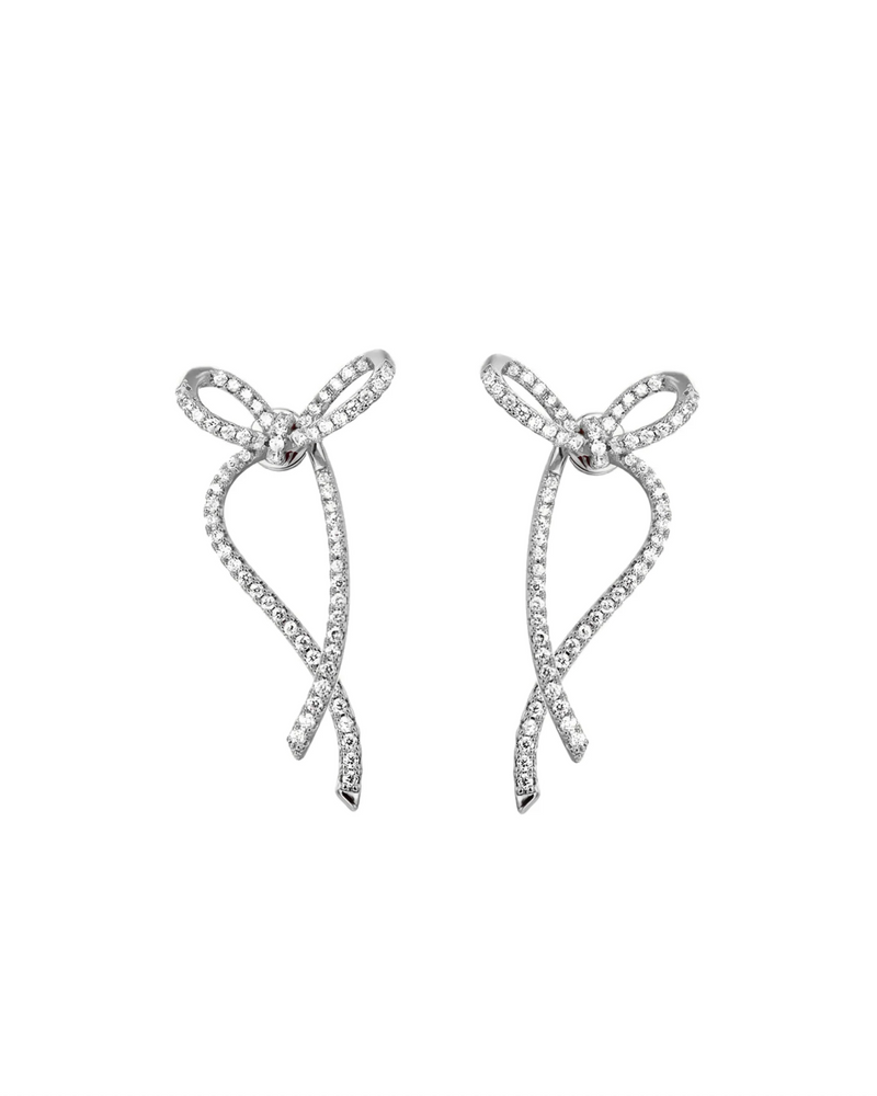 Dolly Earrings Silver with Rhodium Plating and Zirconia