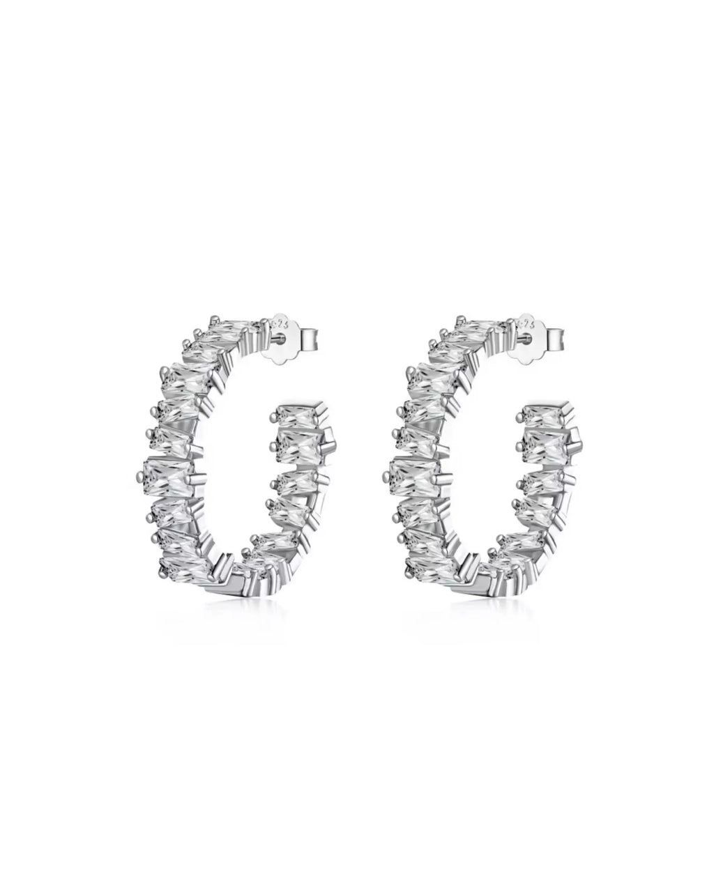 Lacey Hoops Silver Crafted with 5A Zirconia Crystals