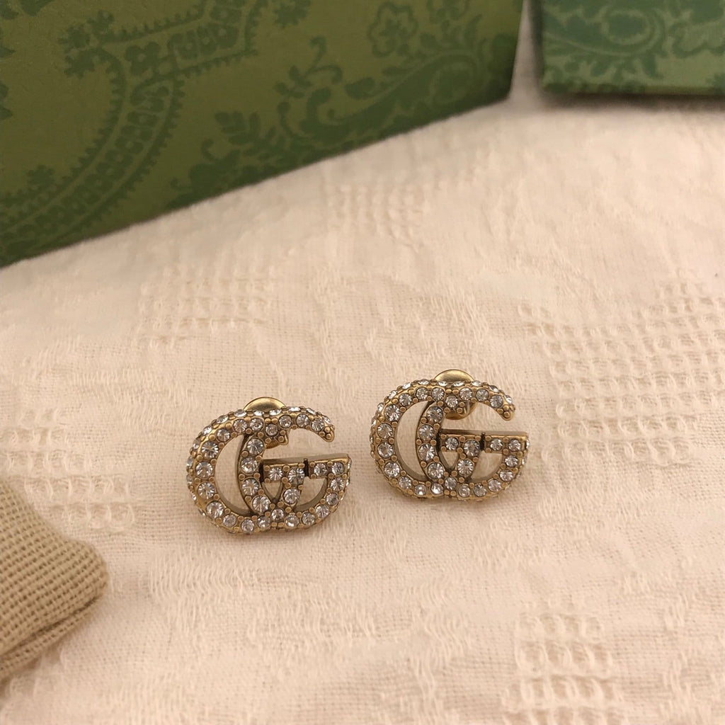 Crystal-Embellished Double G Stud Earrings