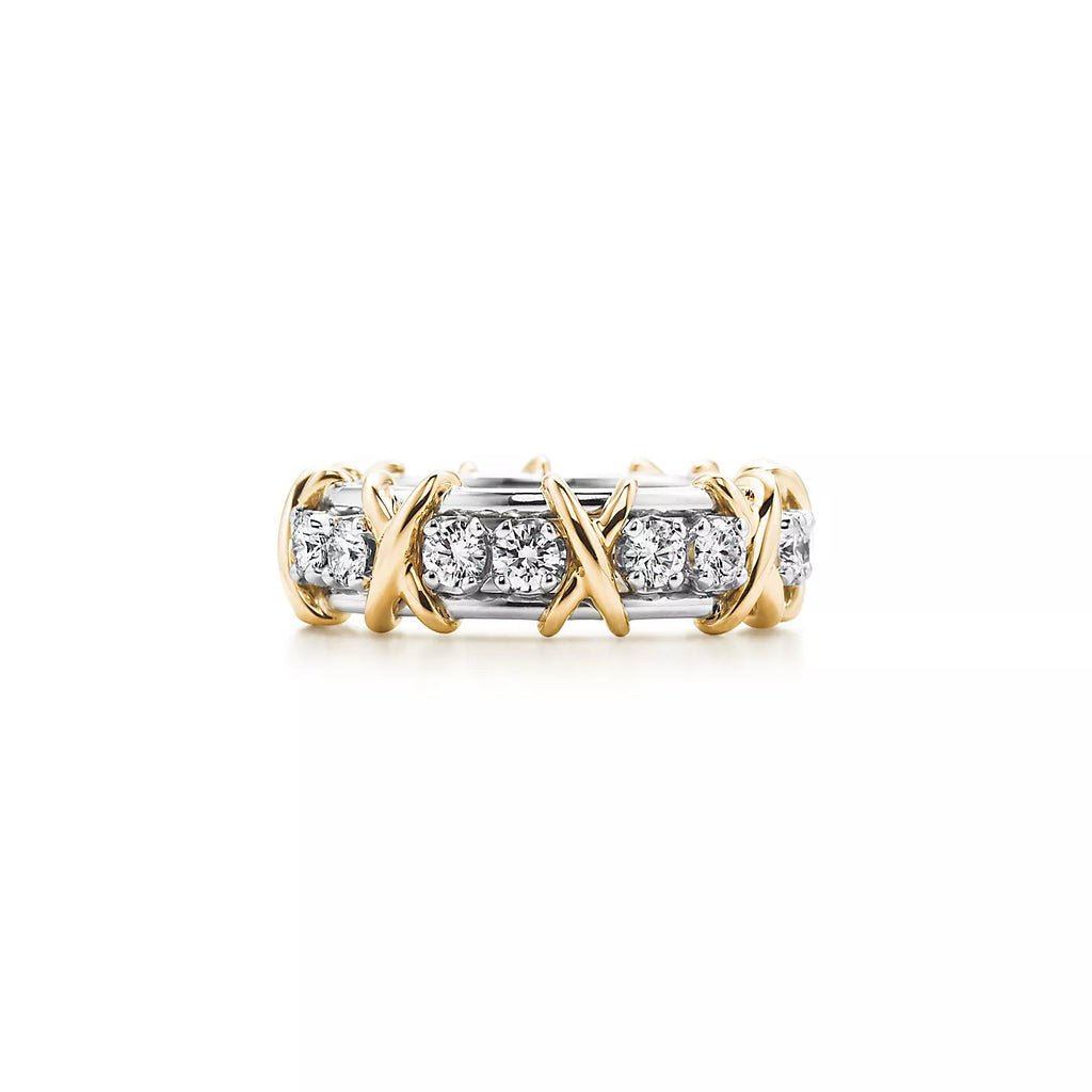 Diamond Ring with Crossed X